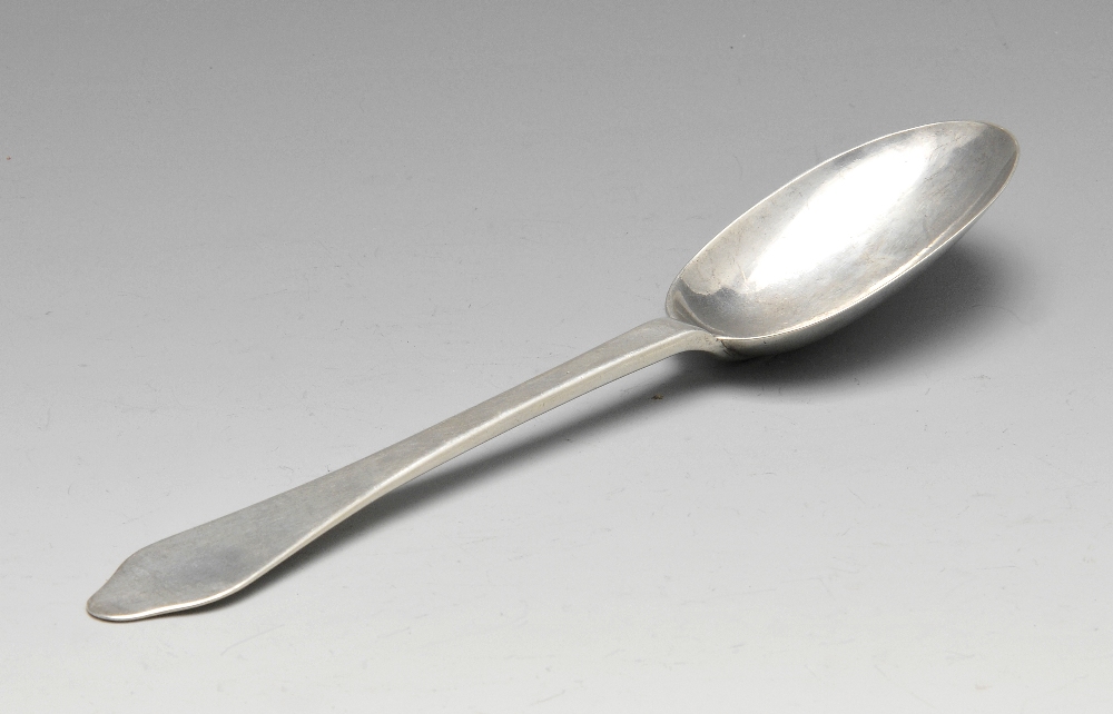 A Queen Anne, silver Dog-nose spoon with initialled terminal. Hallmarked John Cory, London, probably