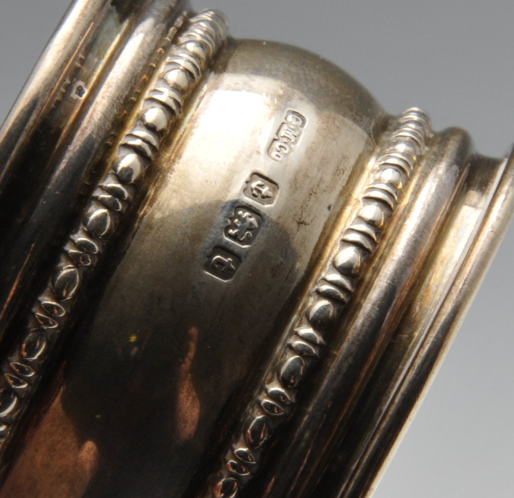 A pair of George V silver napkin rings having beaded banding, hallmarked Gorham Manufacturing Co., - Image 3 of 3