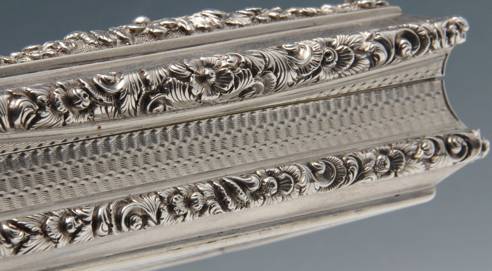 A William IV large silver snuff box by Nathaniel Mills, of rectangular form with engine-turned - Image 5 of 5