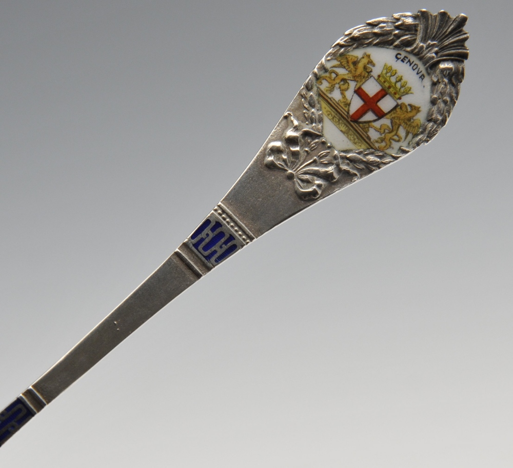 A large selection of silver and silver plated souvenir teaspoons, comprising mostly early - Image 7 of 12