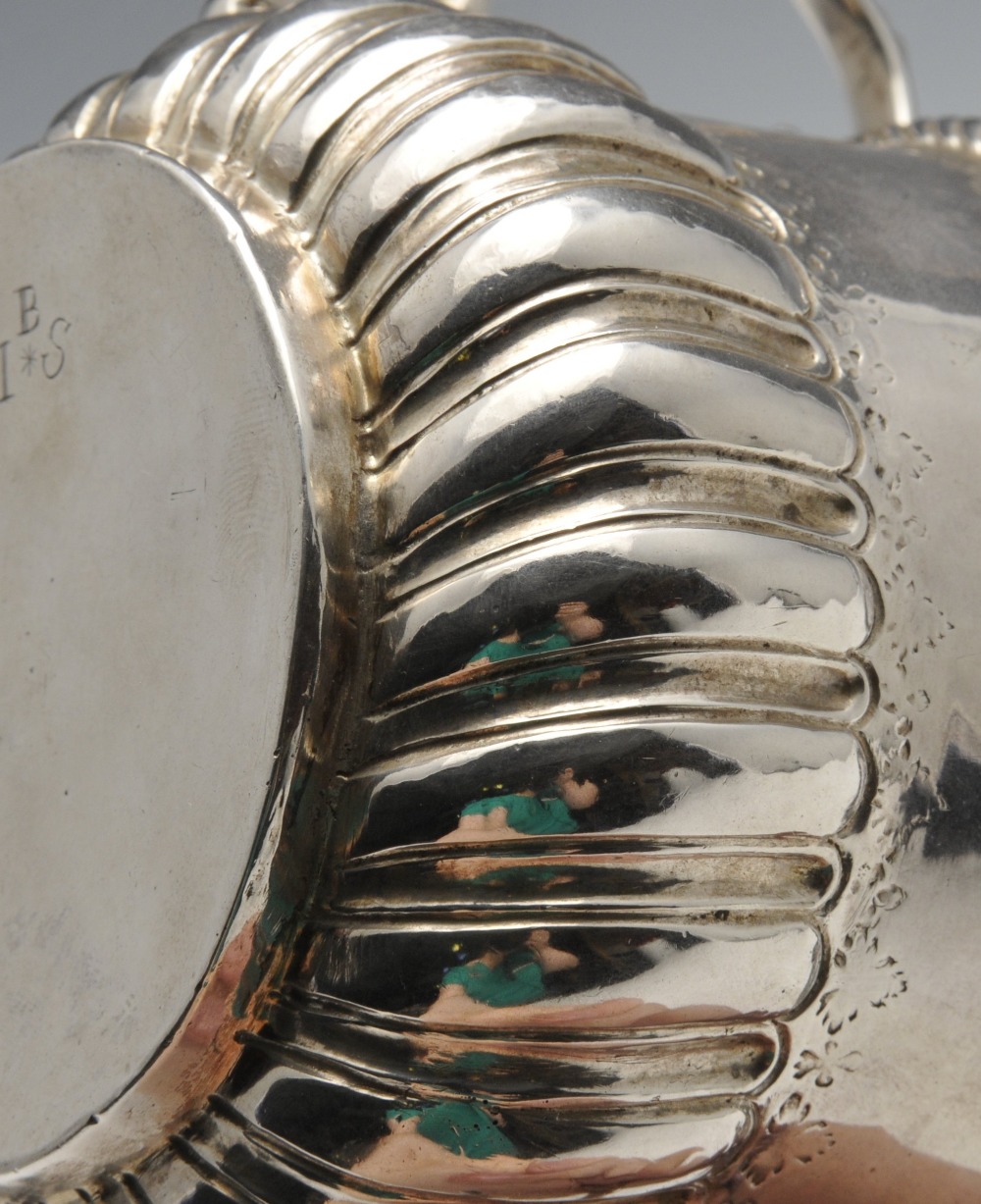 A George I silver porringer, the typical form with fluted lower body rising to the foliate scroll - Image 5 of 5