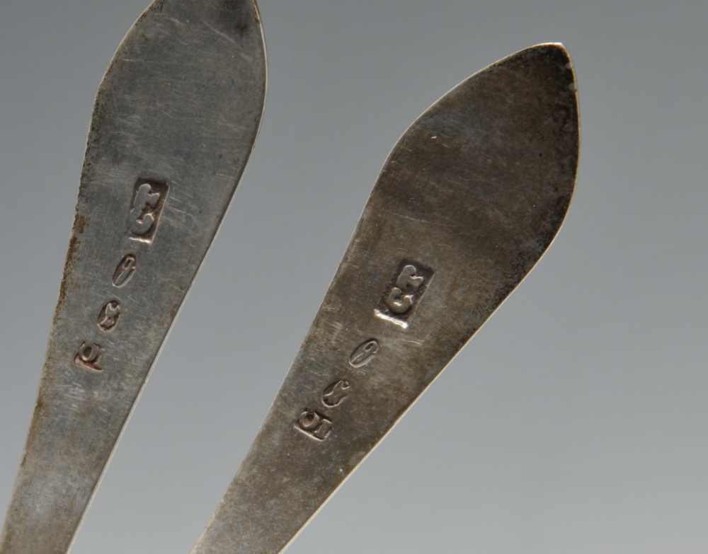 A set of four Dutch silver table spoons, the reverse terminals with monogram engravings. Together - Image 7 of 15