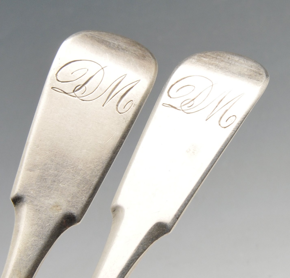 A part set of five Scottish provincial silver Fiddle pattern teaspoons, having initialled terminals, - Image 3 of 7