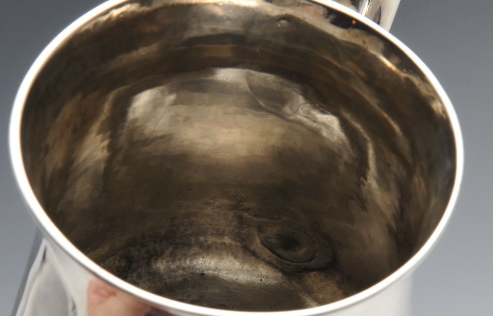 A George III silver mug, the classic baluster form with later personal inscription, standing on a - Image 5 of 5