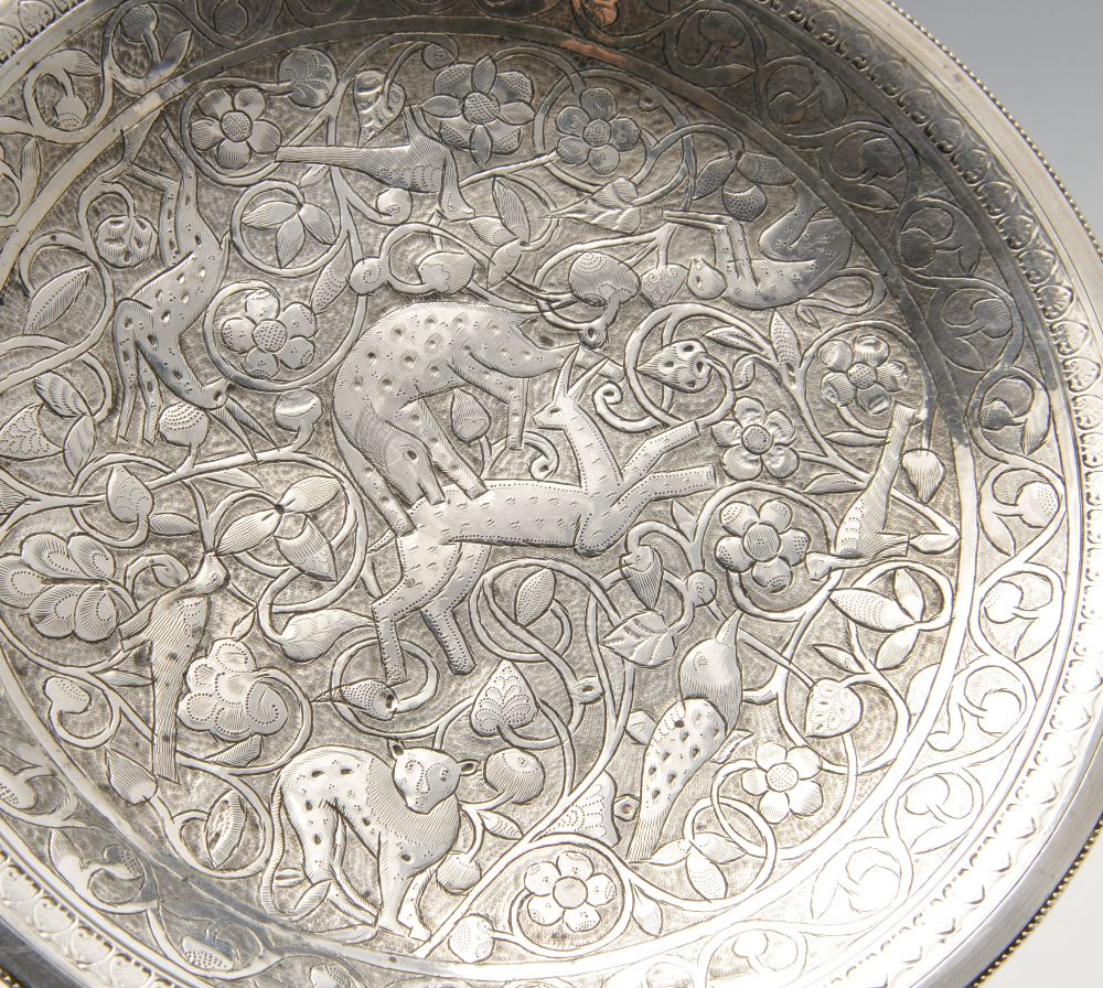 An early twentieth century Egyptian silver plate, the circular form chased with various animals - Image 3 of 3