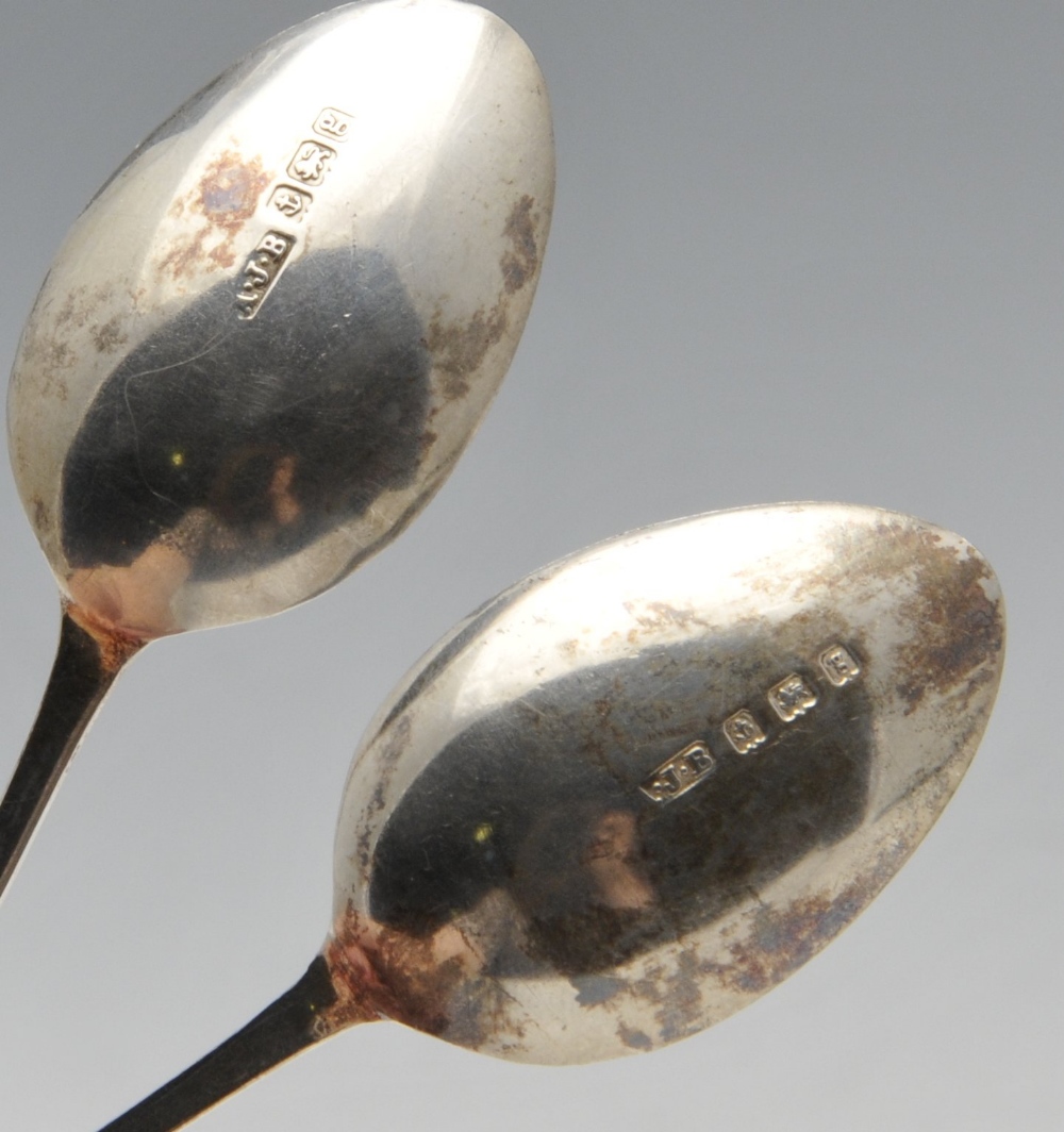 A cased set of six Edwardian silver teaspoons with apostle terminals, hallmarked A J Bailey, - Image 3 of 7