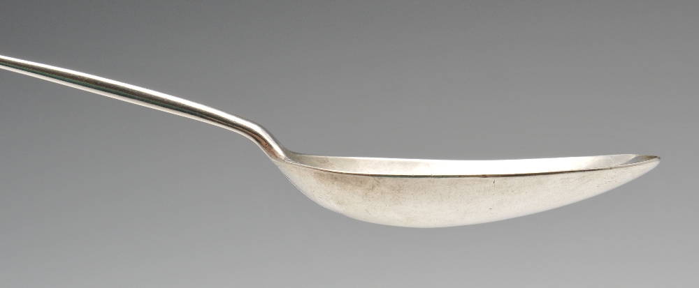 A pair of George III Old English pattern silver table spoons with initialled terminal and extended - Image 4 of 6