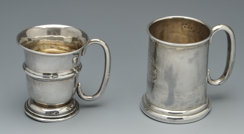 An early twentieth century silver christening mug of tapering form with initial engraving standing - Image 7 of 14