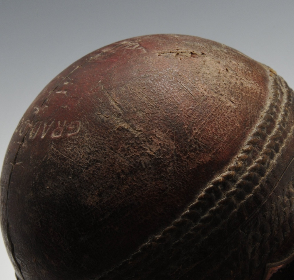 A 1930's silver mounted cricket ball raised upon tri-form stand. Hallmarked London 1930. - Image 4 of 5