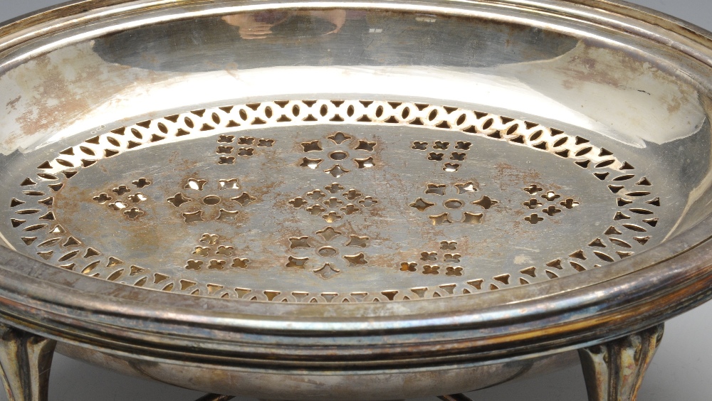 A pair of silver plated entree dishes of oval form with a Chippendale style rim, maker's mark for - Image 8 of 8