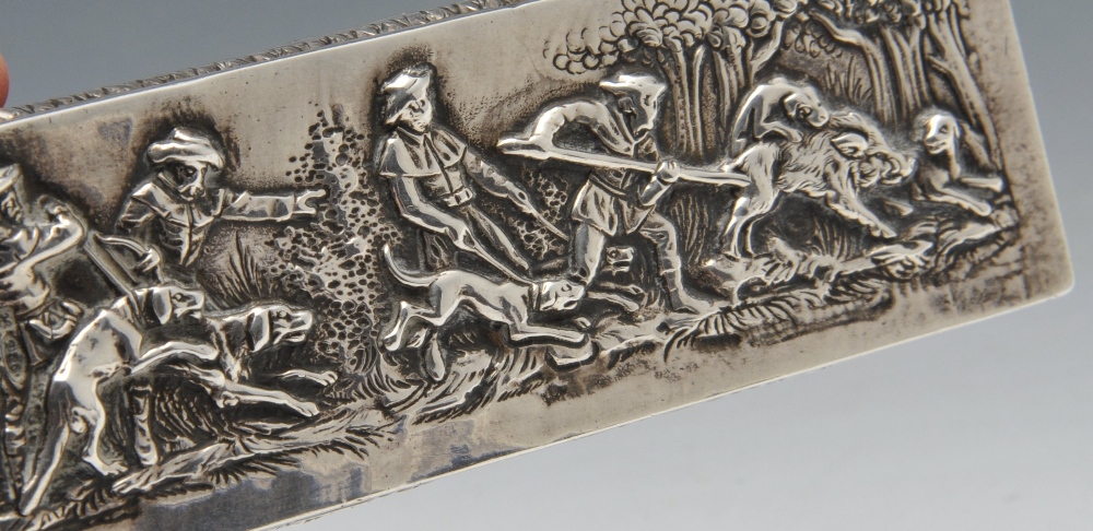 An early twentieth century continental silver box, the rectangular form decorated with a - Image 4 of 6