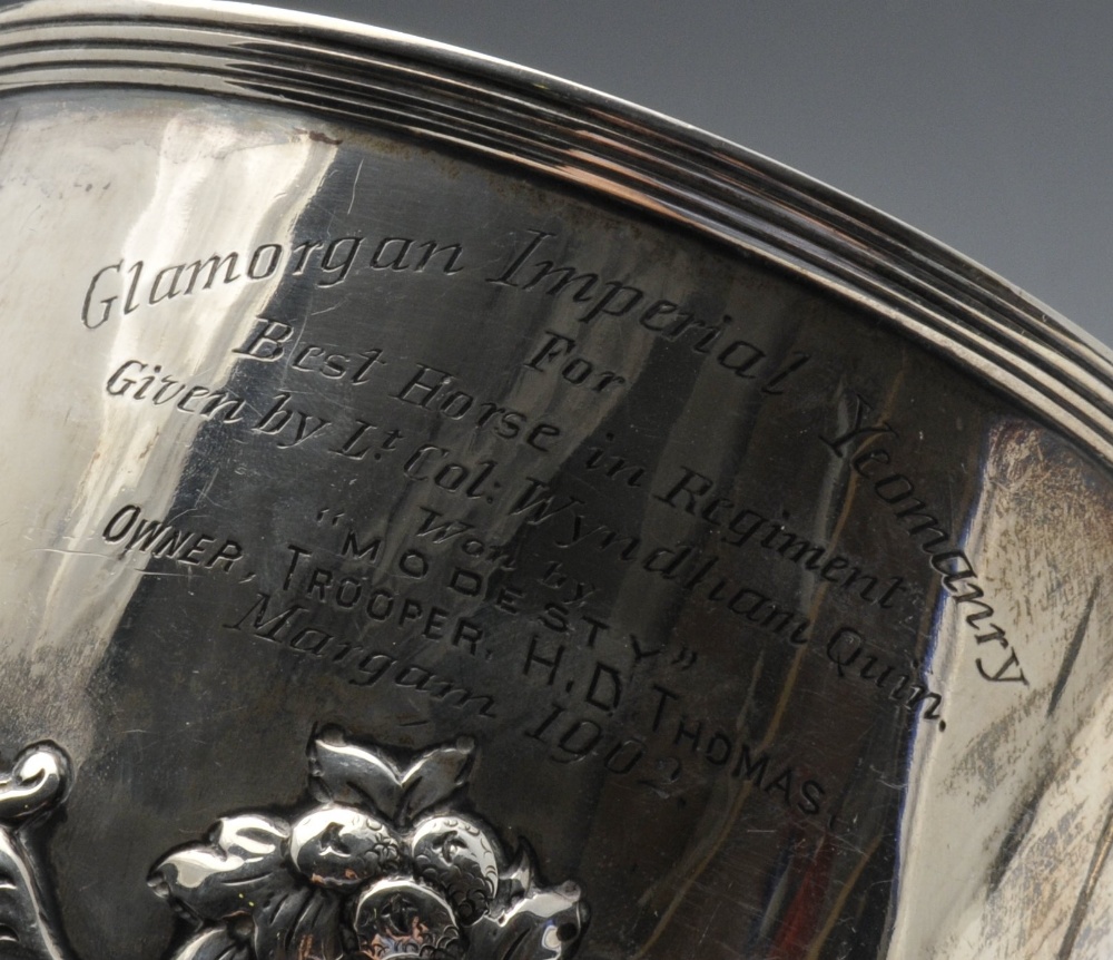 A late Victorian silver twin-handled trophy, lobed and beaded decoration to the lower body with - Image 3 of 6