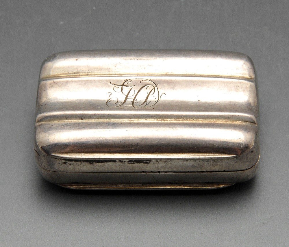 A George III novelty silver vinaigrette modelled a cigar case with initial engraving and opening