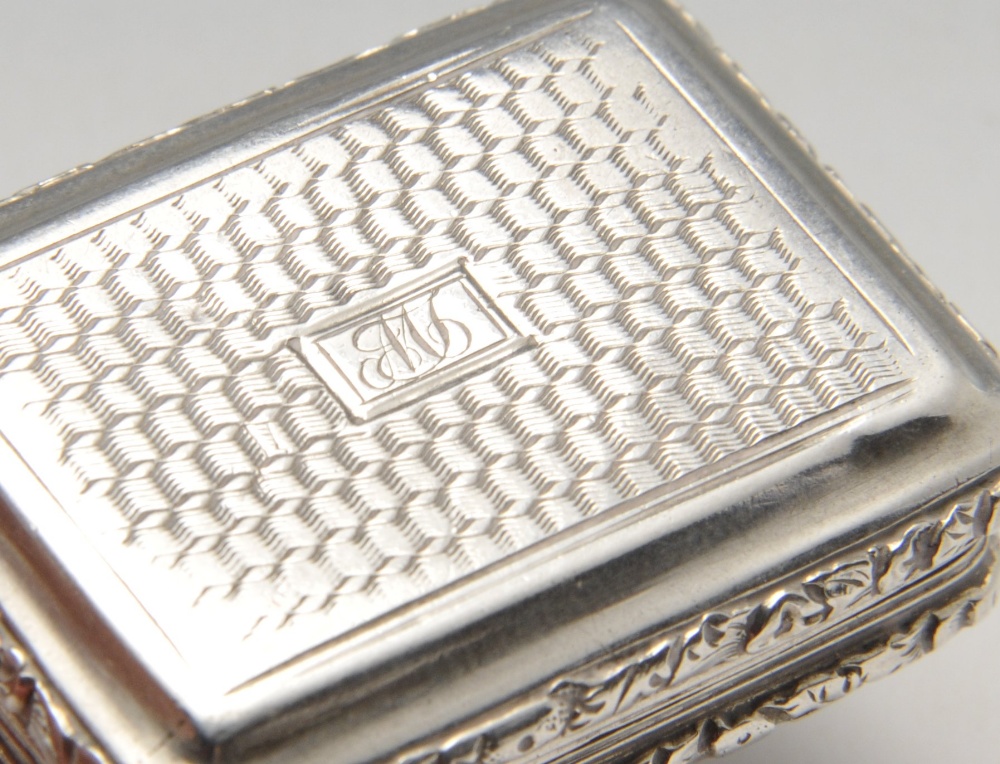 A George IV silver vinaigrette, the oblong form with engine-turned decoration, initialled cartouche, - Image 5 of 6