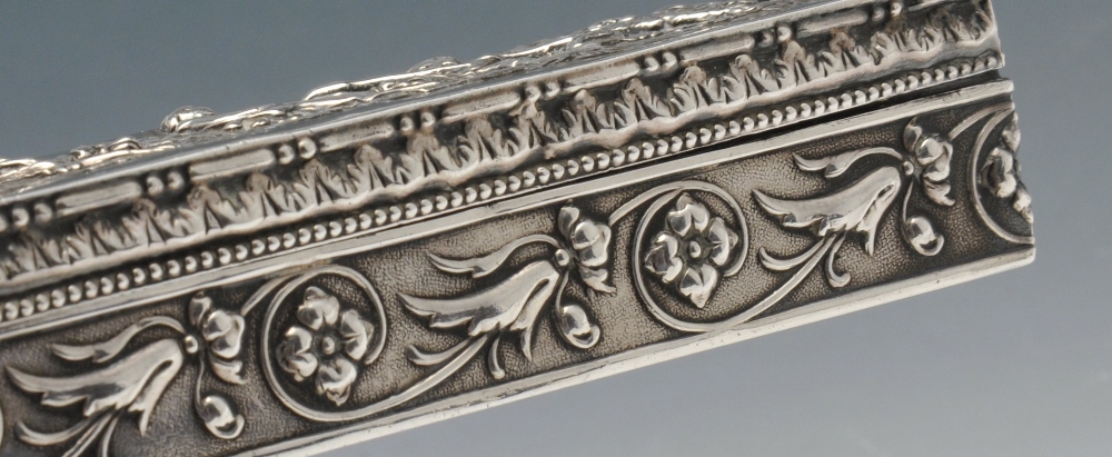 An early twentieth century continental silver box, the rectangular form decorated with a - Image 5 of 6