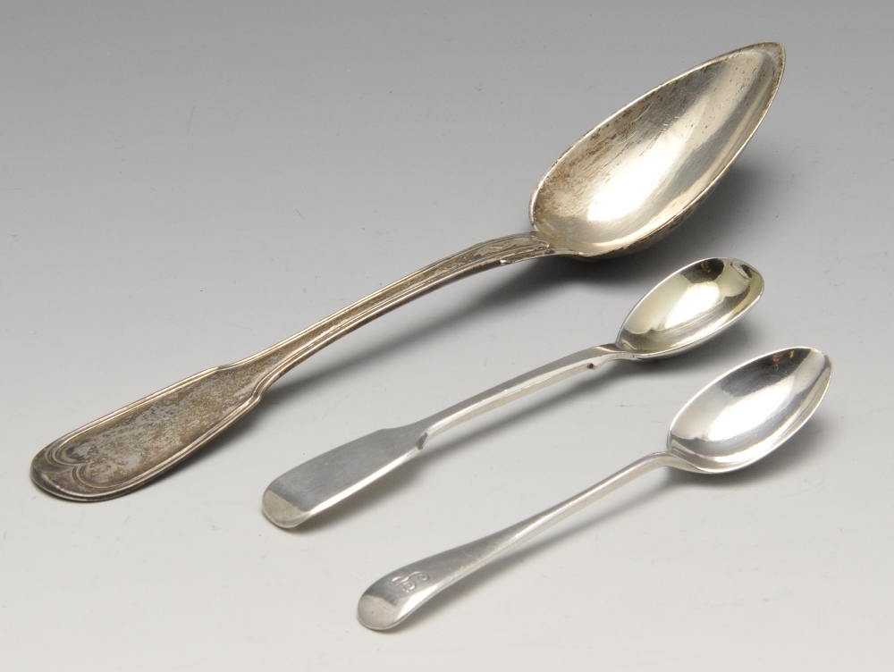 A set of six George III silver Old English teaspoons with bright-cut foliate stems and initialled - Image 6 of 6