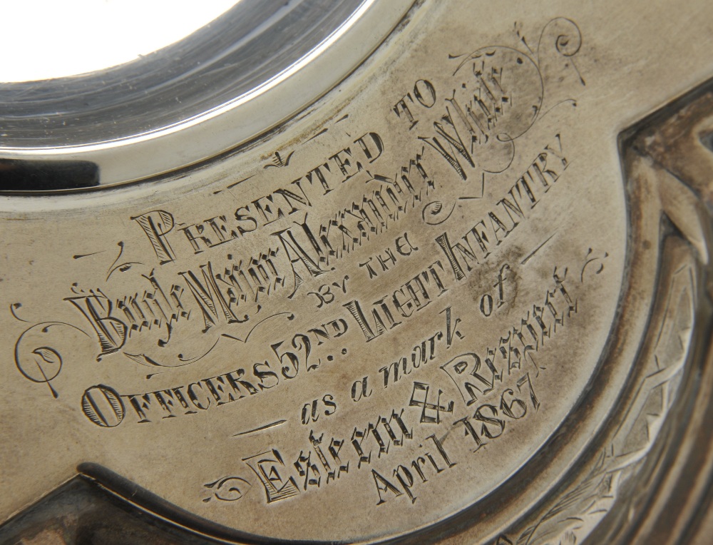 A mid-Victorian silver inkstand of shaped rectangular outline, decorated with a border of foliate - Image 7 of 13