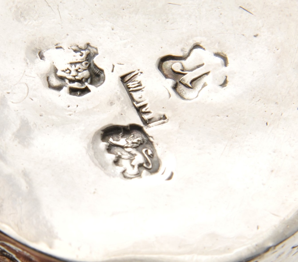 A George II silver tea caddy, the tapered body with bulbous shoulders, embossed and chased with a - Image 2 of 6