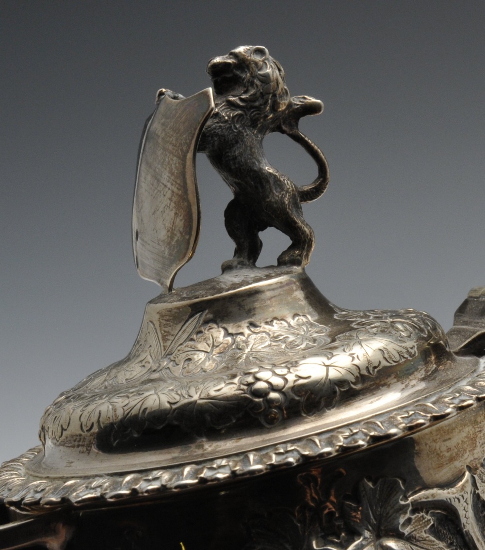 A late Victorian silver mounted claret jug, the Bacchanalian mount having lion and vacant shield - Image 5 of 8