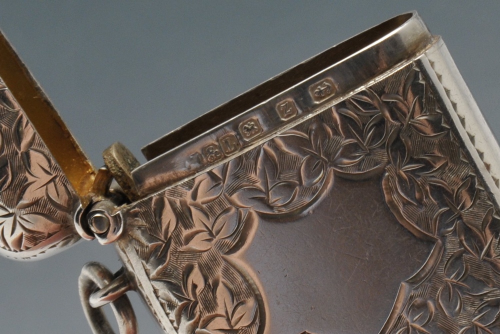 A late Victorian silver vesta case, engraved throughout with leaf patterns surrounding a vacant - Image 5 of 5