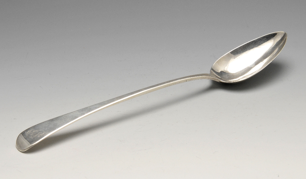 A George III silver Old English serving spoon with initialled terminal. Hallmarked William Eley &