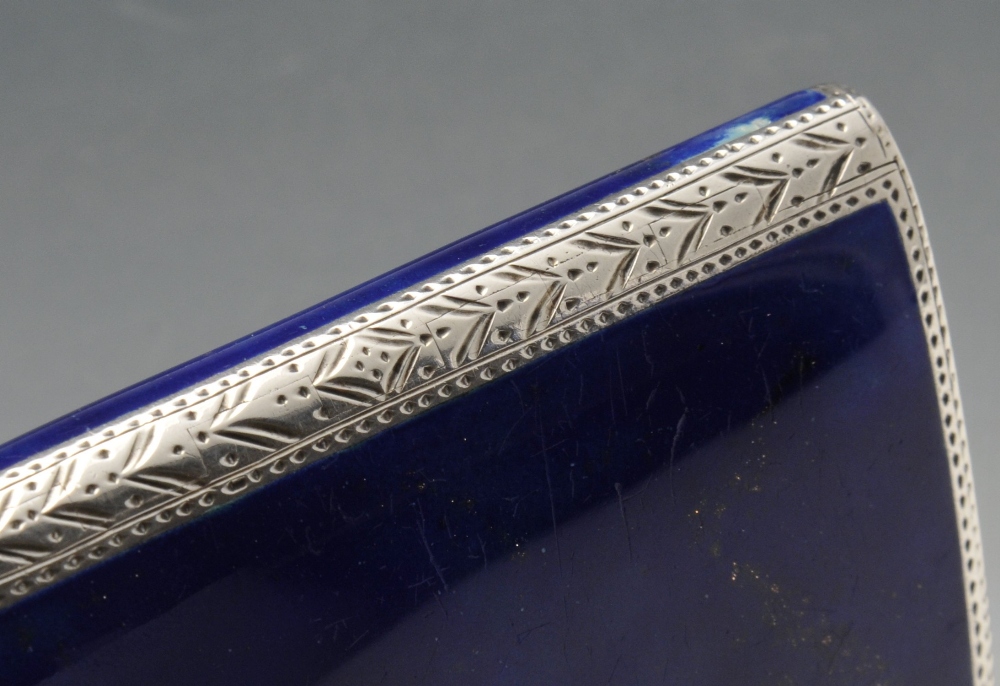 A German silver and enamel snuff box, the curved rectangular form having punched and stippled - Image 5 of 7