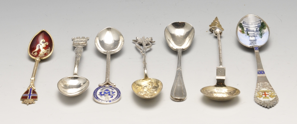 A large selection of silver and silver plated souvenir teaspoons, comprising mostly early - Image 3 of 12