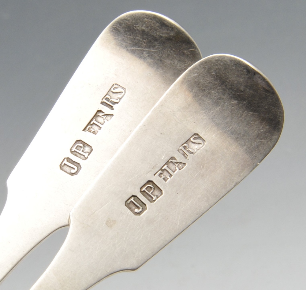 A part set of five Scottish provincial silver Fiddle pattern teaspoons, having initialled terminals, - Image 2 of 7