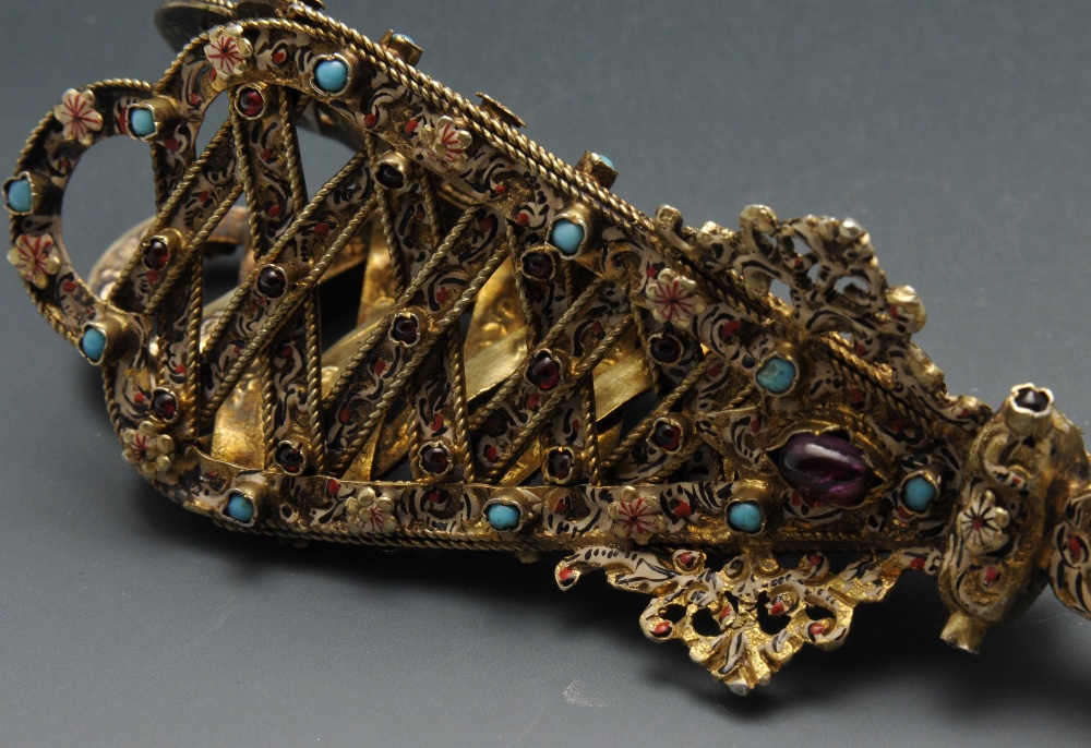 A nineteenth century cased gilt posy holder, the tapered interlaced openwork body with trefoil - Image 12 of 14