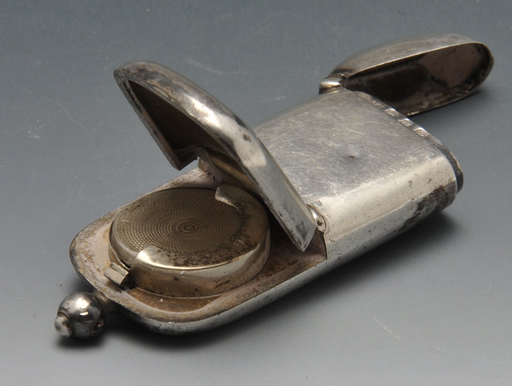 An early twentieth century silver double vesta case, the slightly curved oblong form with engraved - Image 7 of 7