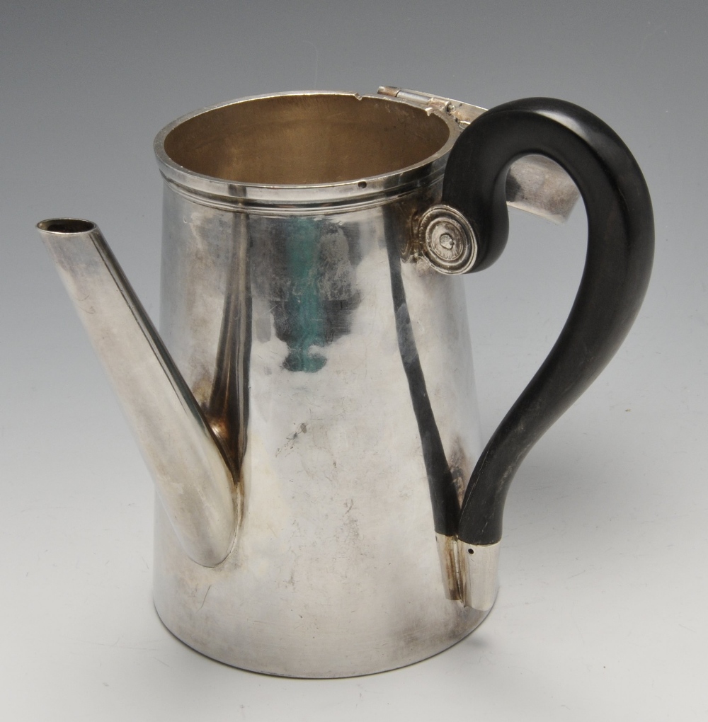 A late eighteenth century/early nineteenth century French silver chocolate pot, the plain tapered - Image 3 of 5