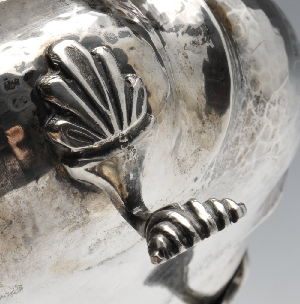A mid-twentieth century Italian silver fruit dish of hammered oval form with lobed sides and - Image 3 of 14