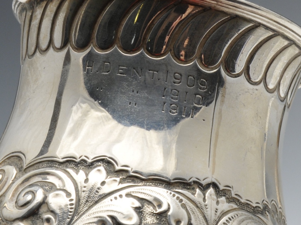 A late Victorian silver twin-handled trophy cup of baluster form and decorated with lobed borders - Image 4 of 10