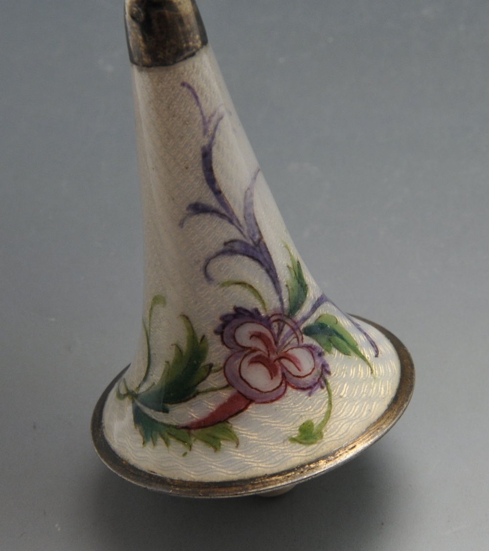 An early twentieth century electric bell pull, the flared body with ivory guilloche enamel - Image 2 of 3