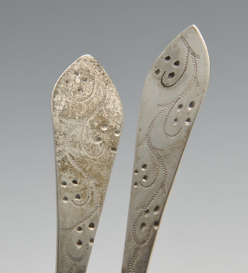 A set of four Dutch silver table spoons, the reverse terminals with monogram engravings. Together - Image 8 of 15
