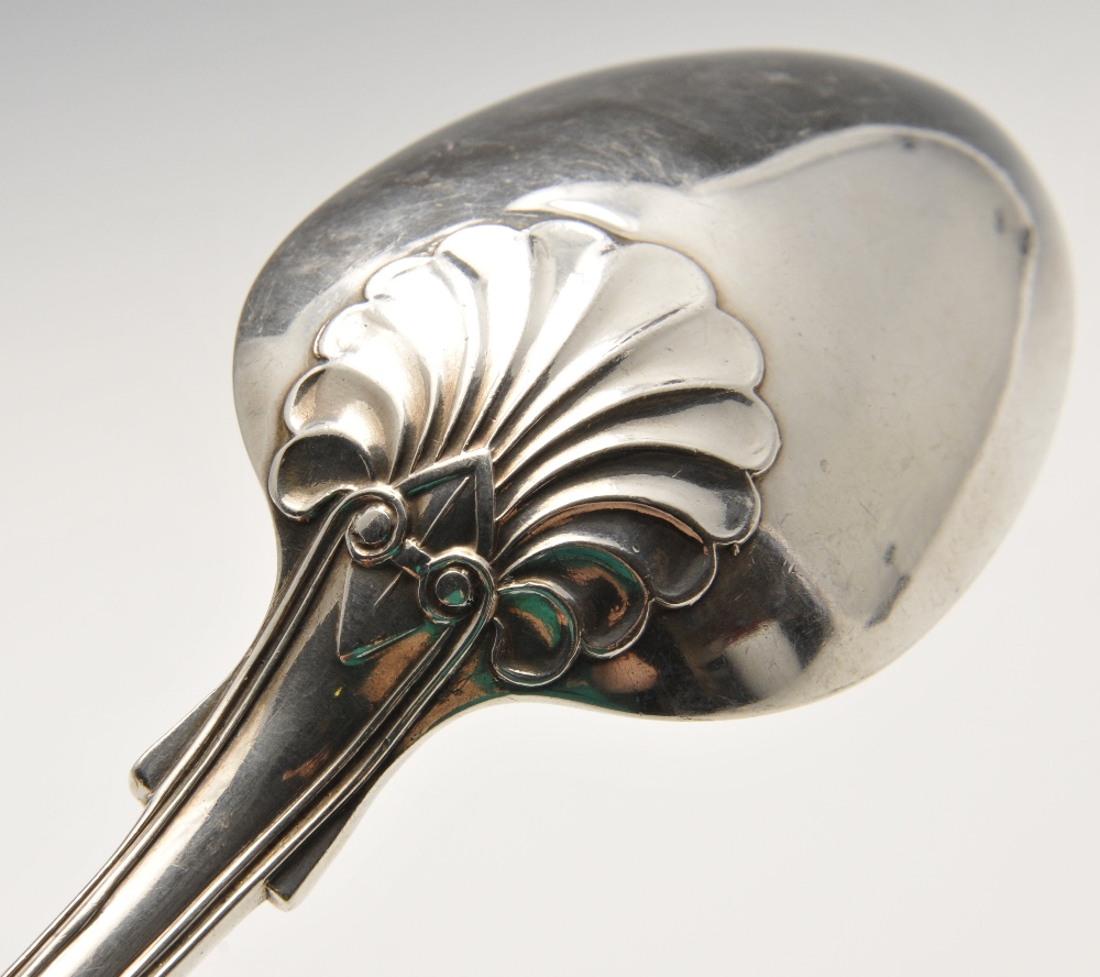 A William IV silver double struck King's pattern serving spoon with initialled terminal. - Image 3 of 8