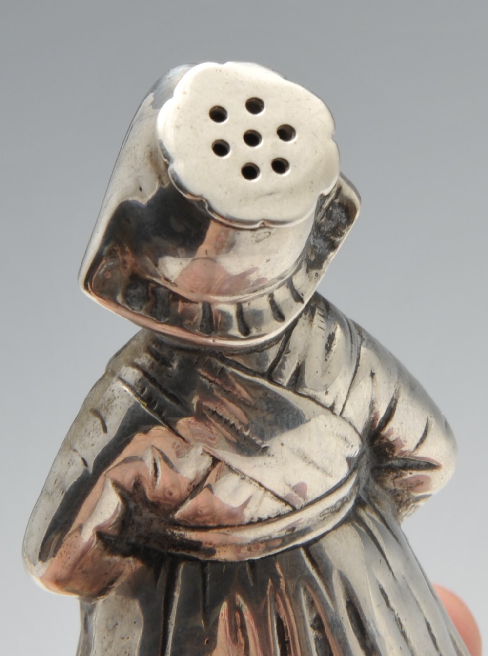 A German silver novelty salt and pepper set, modelled as a male and female in continental dress, - Image 4 of 9