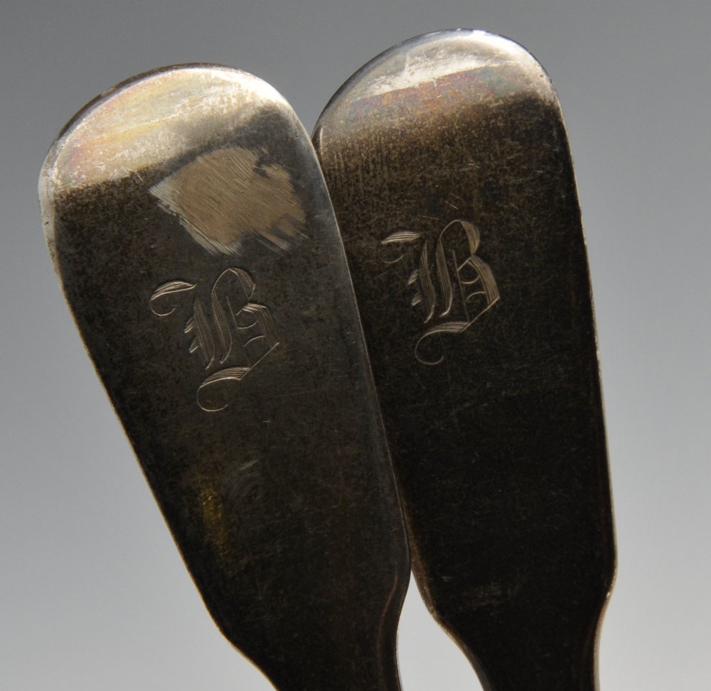 A pair of late George III silver Fiddle pattern sauce ladles, having initialled terminals, - Image 3 of 12