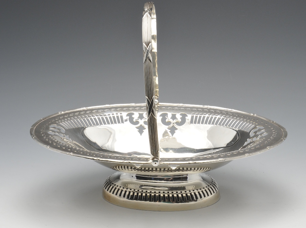 A large silver plated tray of navette form, the raised pierced gallery with beaded rim, maximum - Image 2 of 7