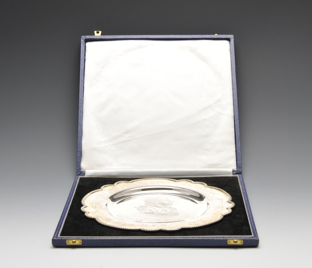 A cased 1970's silver dish commemorating the bi-centenary of the Birmingham Assay Office 1773-