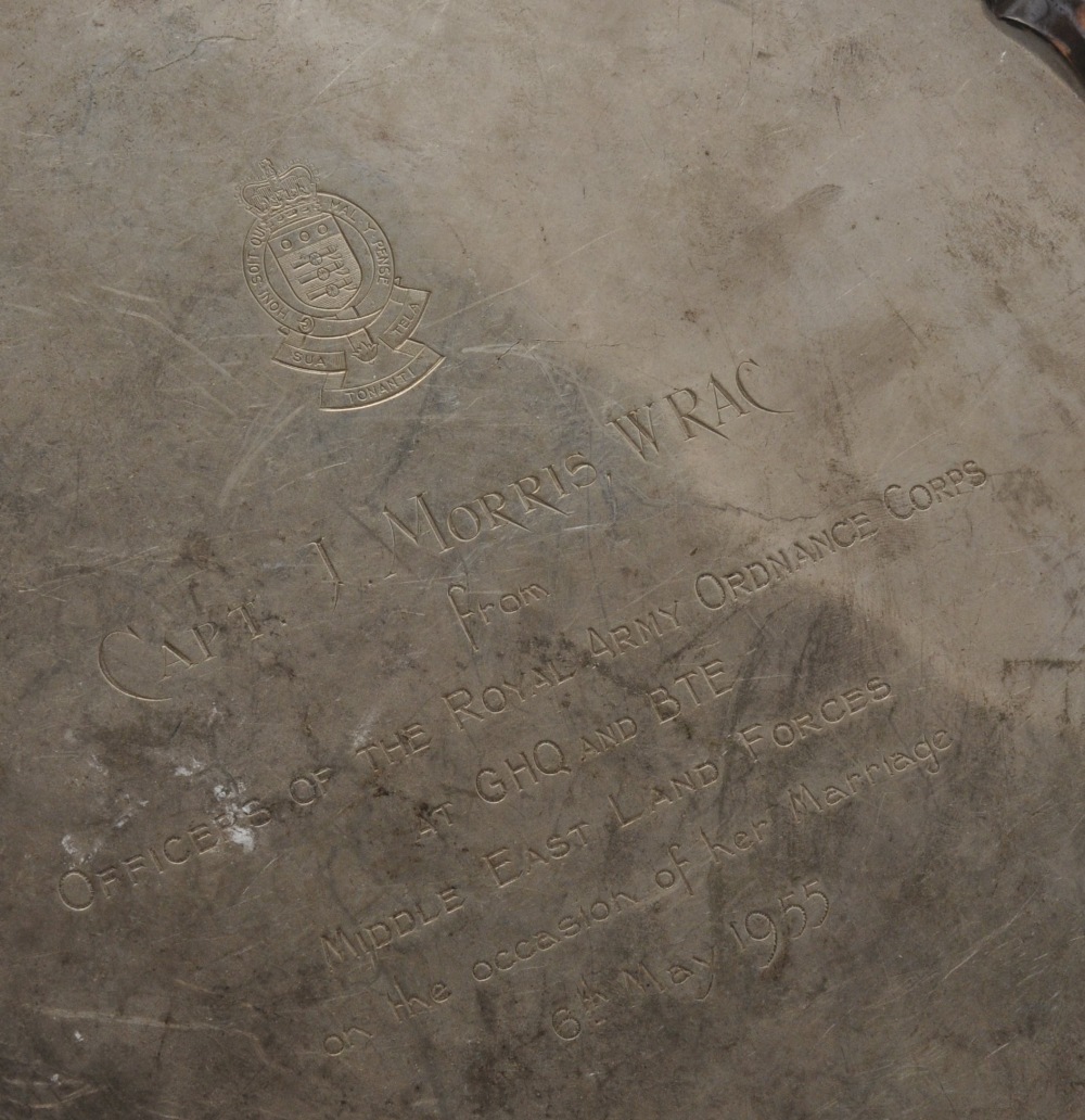 A mid-twentieth century small silver salver, the shaped circular form with oblique gadrooning to - Image 2 of 5