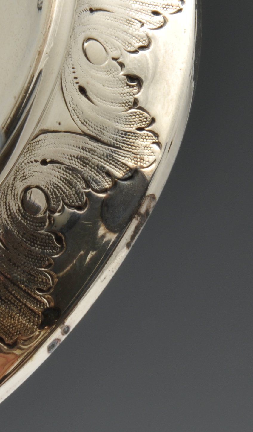 A mid-Victorian silver tankard of slightly tapering outline to a skirted base, the domed and - Image 8 of 8