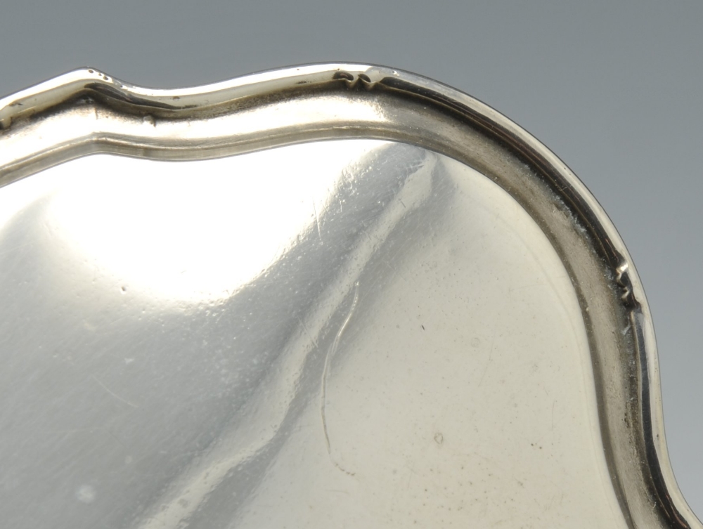 An early twentieth century silver mounted trinket box of shaped oval outline and raised on four - Image 5 of 15