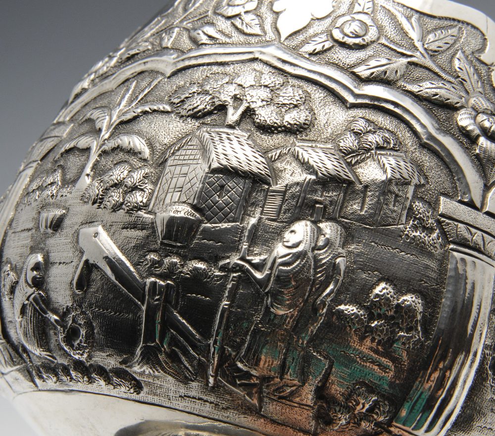 An Indian style bowl of squat goblet form, ornately decorated throughout with various figurative and - Image 3 of 5