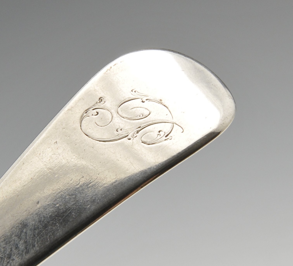 A George III silver Old English serving spoon with initialled terminal. Hallmarked William Eley & - Image 6 of 6