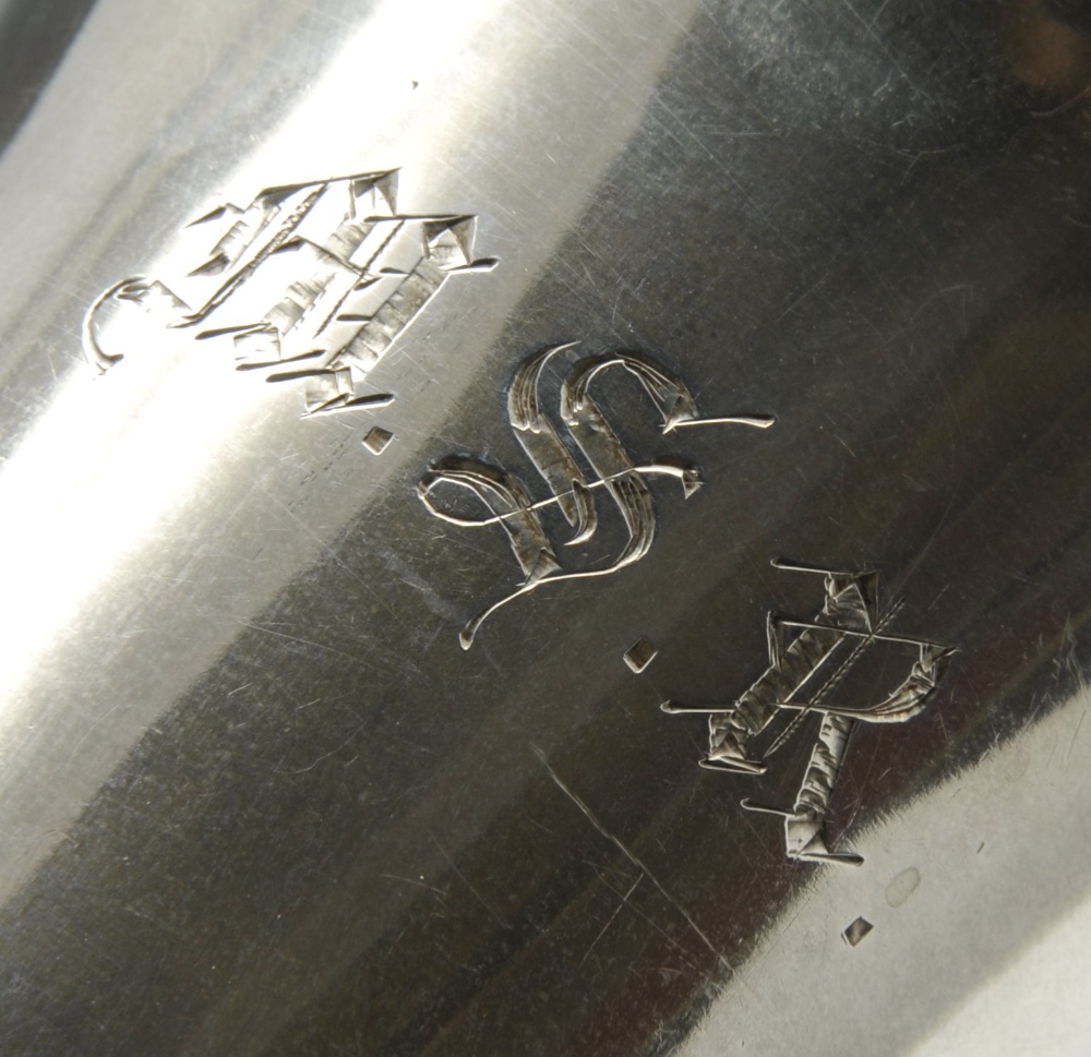 An early twentieth century silver christening mug of tapering form with initial engraving standing - Image 4 of 14