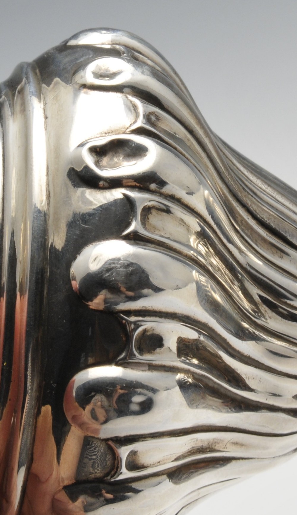 A George III silver cream jug, the bellied form with oblique and floral embossing and sparrow - Image 10 of 12