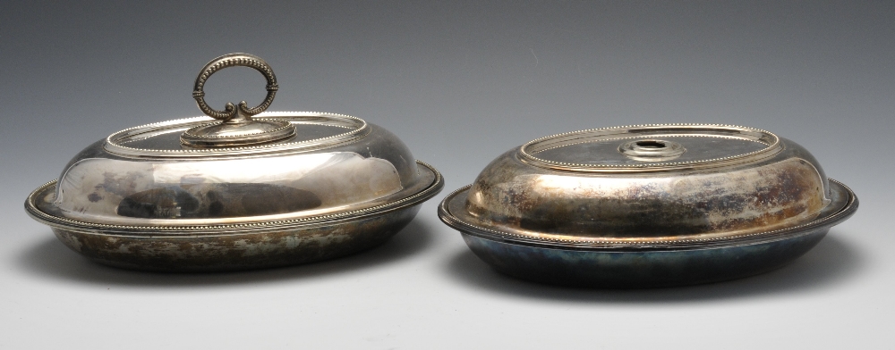 A pair of silver plated entree dishes of oval form with a Chippendale style rim, maker's mark for - Image 6 of 8