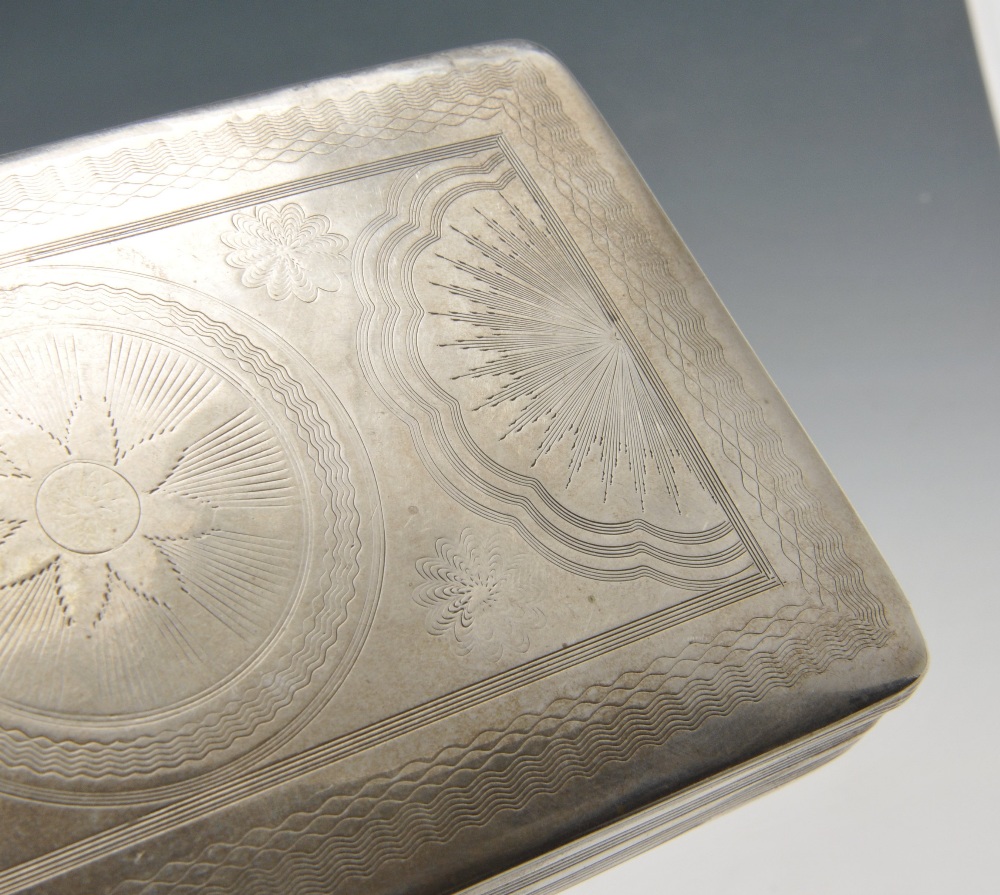 A Dutch silver box, the oblong form with concentric floral motifs within wriggle-work border to - Image 6 of 7