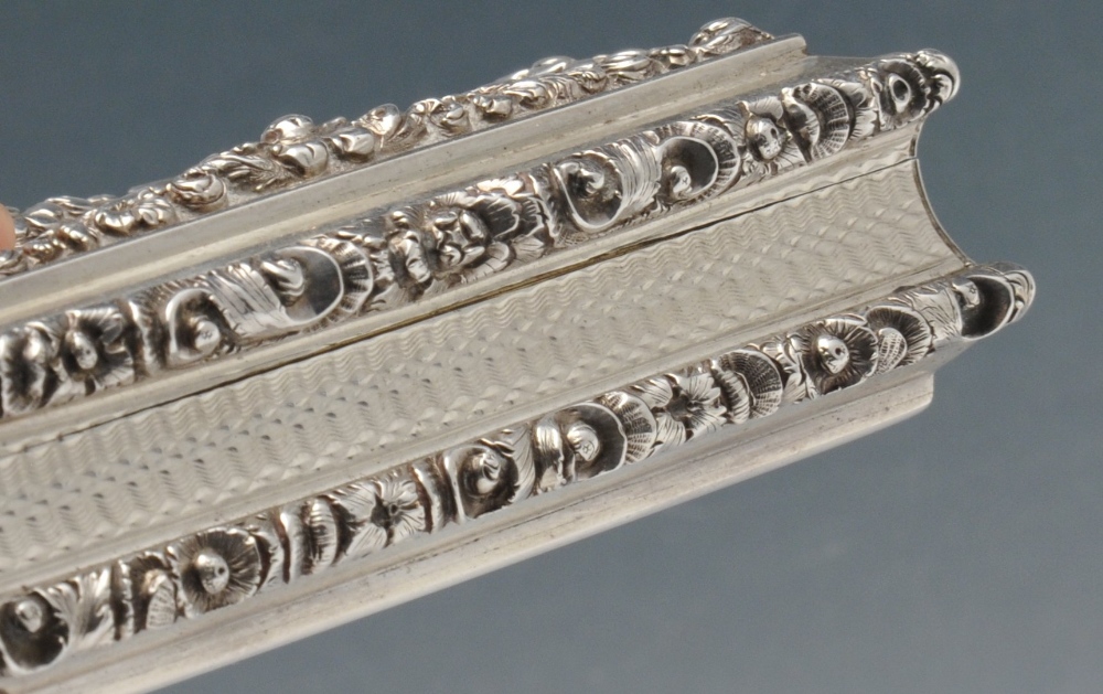 An early Victorian silver snuff box by Nathaniel Mills, the oblong form with engine-turned - Image 5 of 5